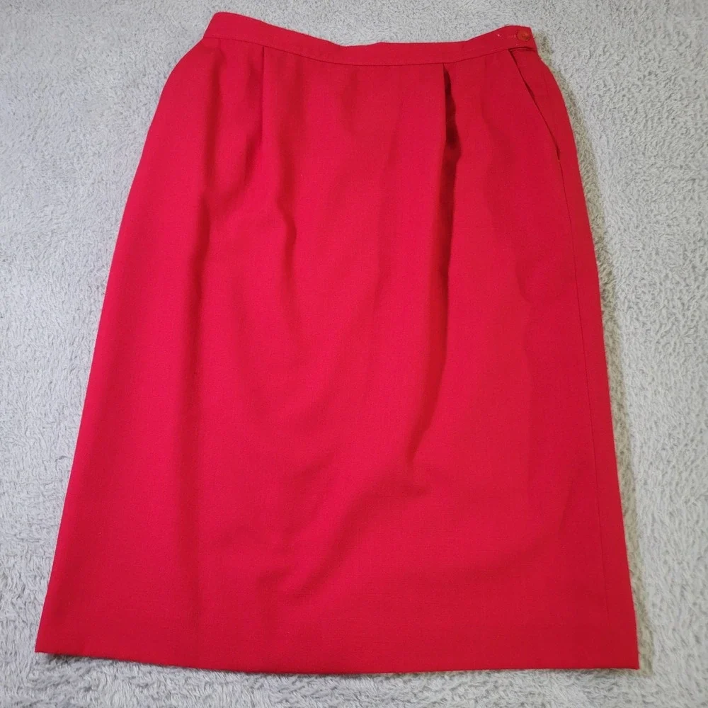 Pendleton Midi Skirt Womens 16 Bright Red Twill‎ Preppy Academia Vintage